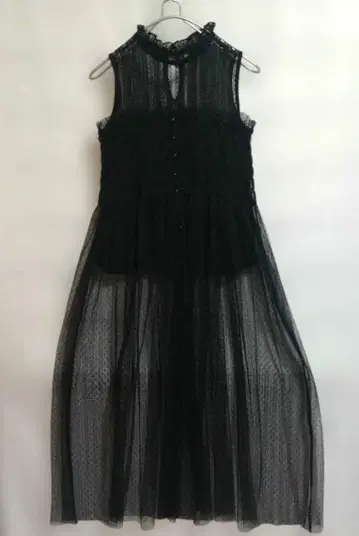 CECIL McBEE 블랙 레이스 맥시 드레스 M 프릴