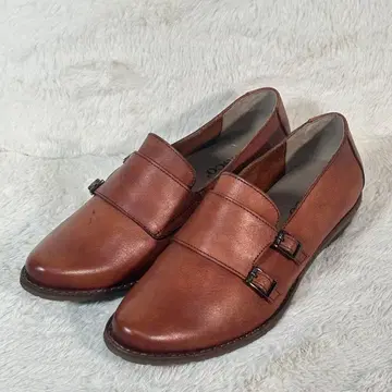 [KISCO] 키스코 브라운 가죽 로퍼 더블 몽크 스트랩 가죽 신발
