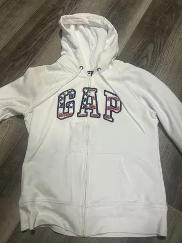 GAP 후드 부착 집업 후드티 화이트