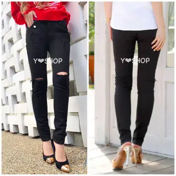 귀족 슬림 레그 무릎 트임 데님 23 크러쉬 데님 스키니 Rady