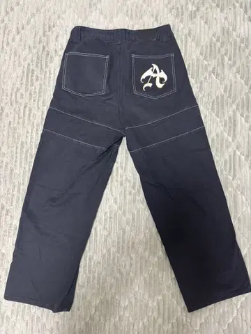 antimid 앤티미드 다크 블루 와이드 팬츠 화이트 스티치