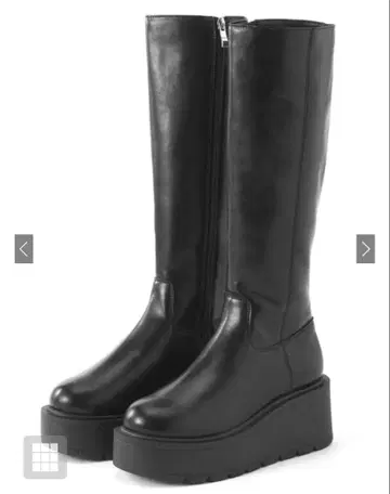 GRL 통굽 가죽 슬림 롱 부츠