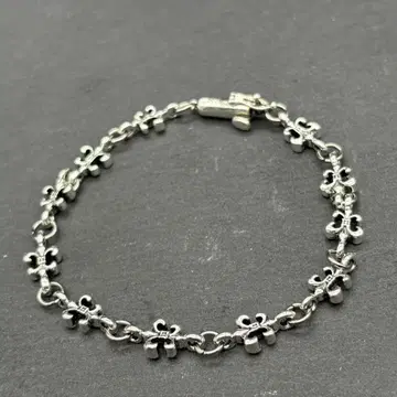 [고급] 실버 925 팔찌 크로스 백합 문장 빈티지