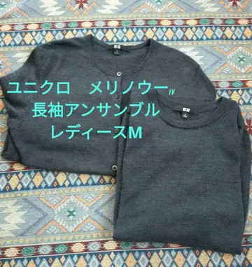 유니클로 메리노울 스웨터 긴팔 앙상블 다크 그레이 M 사이즈