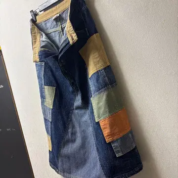 THRIFT GARAGE 데님 스커트 패치워크 롱