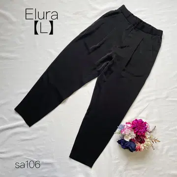 엘르 턱 팬츠 테이퍼드 출퇴근 통학 깔끔한 실루엣 블랙 L