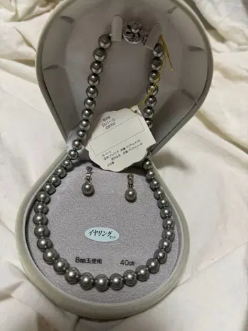 조개 펄 8mm 40cm 목걸이 x 귀찌