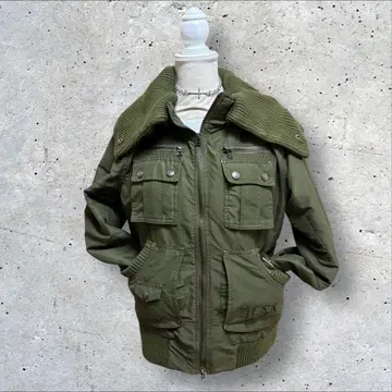 y2k 00s 헤이세이 기믹 밀리터리 자켓 리브 블루종 카키 L
