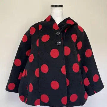 도트 무늬 레트로 판초풍 자켓 구제 의류 빈티지 L