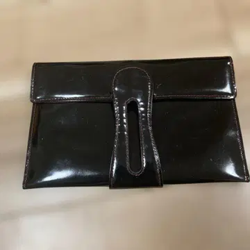 쇼와 레트로 정크 광택 있는 블랙 클러치백