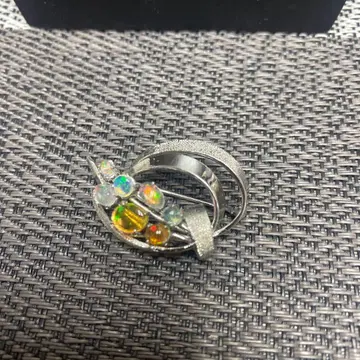 오팔 조 비즈 부착 실버 반지