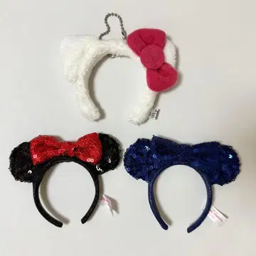 디즈니 머리띠 키링 스팽글 산리오 키티