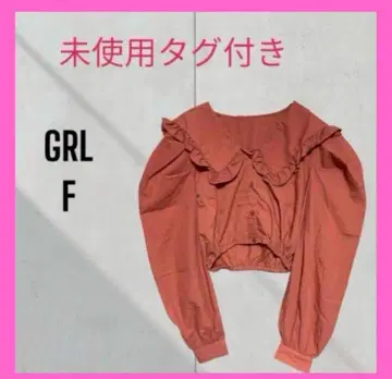 새상품 미사용 [GRL] 퍼프 슬리브 긴팔 세일러 카라 숏 기장 블라우스