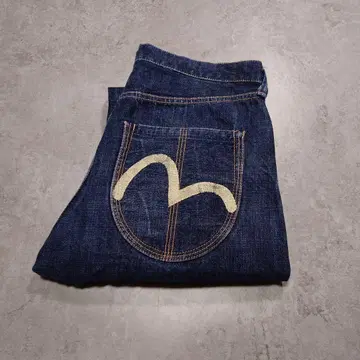 YAMANE 갈매기 데님 다크 네이비 적이 흰 갈매기 EVISU W36