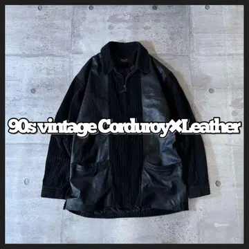 90s 코듀로이 x 레더 도킹 재킷 츠네타 다이키