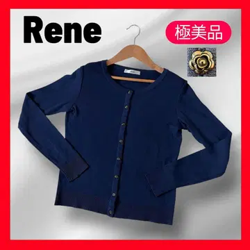 컨디션 최상 Rene 르네 플라워 버튼 가디건 네이비 36 고급 인기