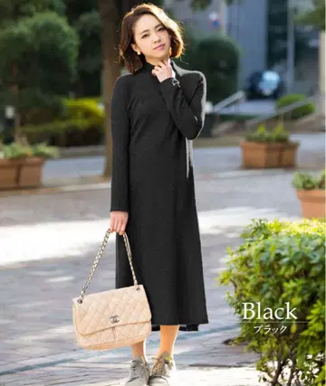 [ 새상품 ] 스위트마미 리브 A라인 원피스 긴팔 블랙