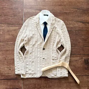 [ 새상품급 ] LARDINI 아이보리 코튼 니트 자켓 사이즈 M
