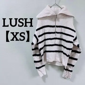 LUSH [ XS ] 하프 지퍼 니트 화이트 블랙 스트라이프