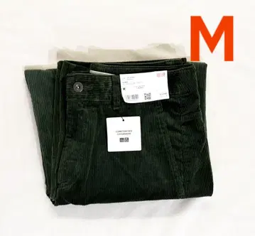 유니클로 코듀로이 커브 팬츠 M 사이즈 그린 코토니에 유니클로
