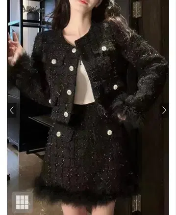 GRL 페더 트위드 자켓 인 빵 스커트 셋업 pm634 S