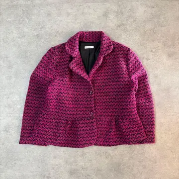 트위드 자켓 핑크 짧은 기장 쇼와 레트로 클래시컬