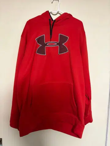 [언더아머] 후드티 속기모 후드 부착 레드 자수 로고 (XXL)