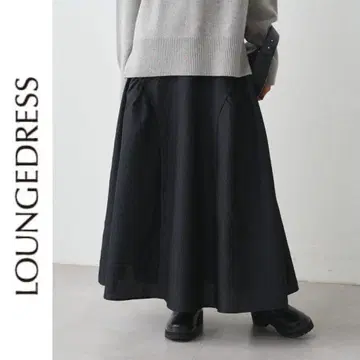 새상품 Loungedress 엠보싱 플레어 스커트 라운지 드레스 블랙
