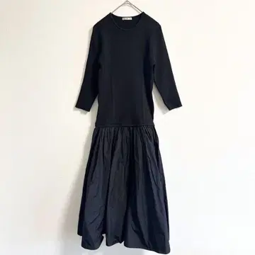 ESTNATION 23년제 타프타 콤비 니트 원피스 블랙