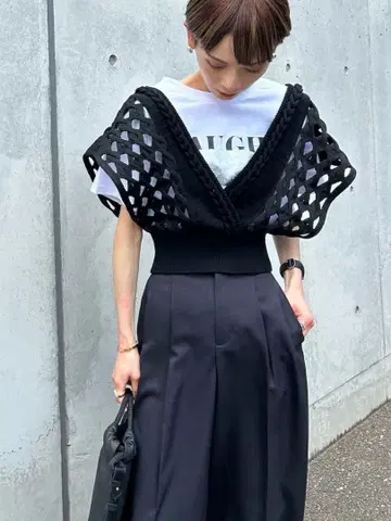 leinwande Braid Knitted Top 블랙 라인반도