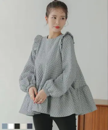 Fitmore 다이아 자카드 티어드 상의