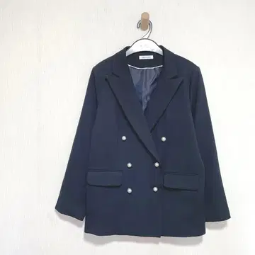 내추럴 꾸뛰르 네이비 블레이저 자켓 펄 버튼 루즈한 사이즈