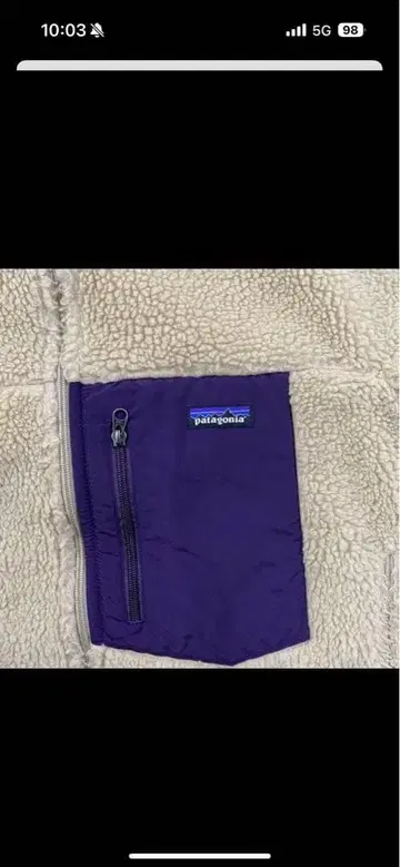 사카구치 켄타로 착용 14aw 파타고니아 레트로X 자켓 내추럴 x 퍼플