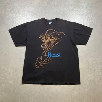 80s USA제 Disney 미녀와 야수 T셔츠 레어 사이즈 블랙