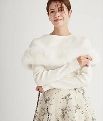 CELFORD 셀포드 퍼 케이프 롱 슬리브 니트