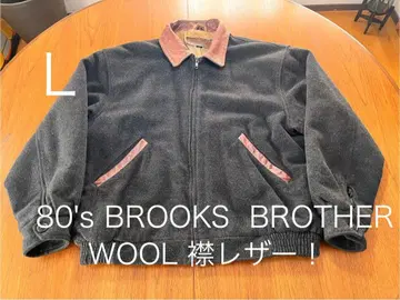 80's BROOKS BROTHER 울 자켓 옷깃 가죽 빈티지