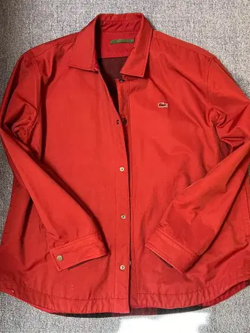 LACOSTE 레드 리버서블 체크 자켓