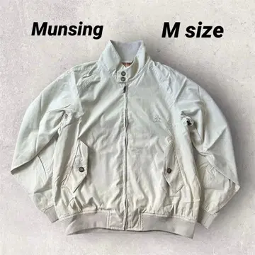 Munsing 베이지 집업 자켓 안감 체크 무늬