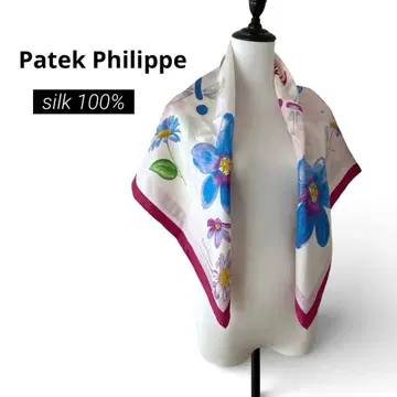 새상품급 파텍필립 대형 스카프 실크 이탈리아 꽃무늬 잠자리 수채화