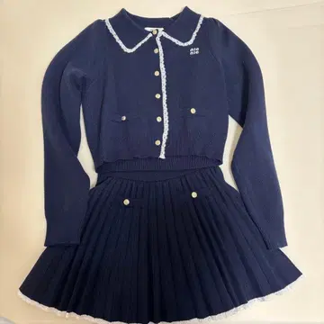 폴로 옷깃 니트 셋업 네이비