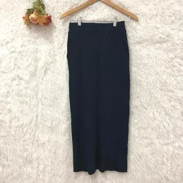 알마 디자인 슬릿 리브 니트 롱 스커트 [ M ] 네이비