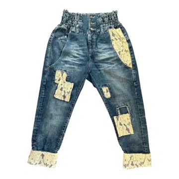 소말리 사무엘 데님 팬츠 레이스 디자인