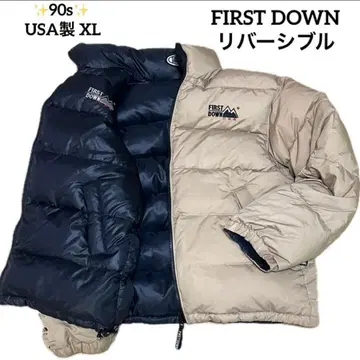 90s FIRST DOWN 리버서블 다운 자켓 육중한 눕시 XL