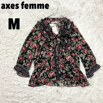 axes femme 엑시즈팜 (M) 장미 무늬 블라우스 리본