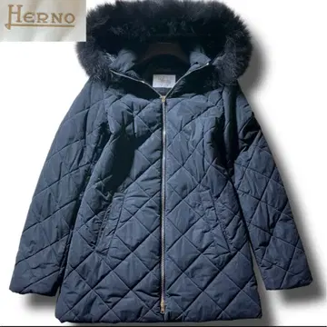 1 HERNO (헬로) 충전솜 퍼 코트 블랙 여성용