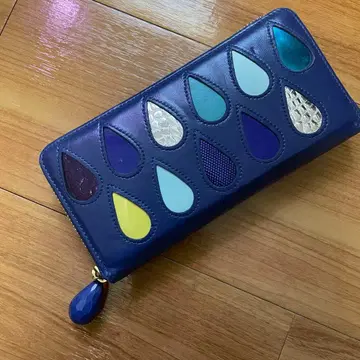 츠모리치사토 네이비 장지갑 물방울