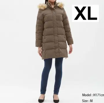 GU 롱 다운 코트 카키 XL