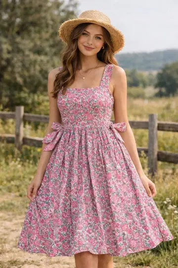 면100% 꽃무늬 슬리브리스 원피스 노브랜드 디자인 원피스