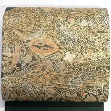 후쿠로 오비 라덴 금채 봉황 학 화문 부채 기모노 017k