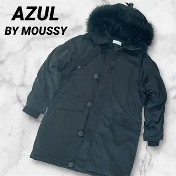 [ 새상품급 ] 00s y2k moussy 밀리터리 퍼 모즈 코트 블랙